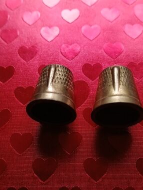 Vintage  Copperl Sewing Thimbles - Pair in Gold Tone